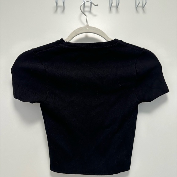 Zara Cropped Black Knit Sweater T Shirt - Picture 3 of 3